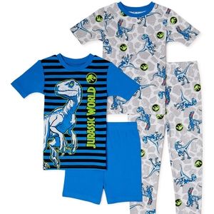 Jurassic World Boys Short Sleeve Tops, Shorts and Pants 4-Pieces Pajama Size 8